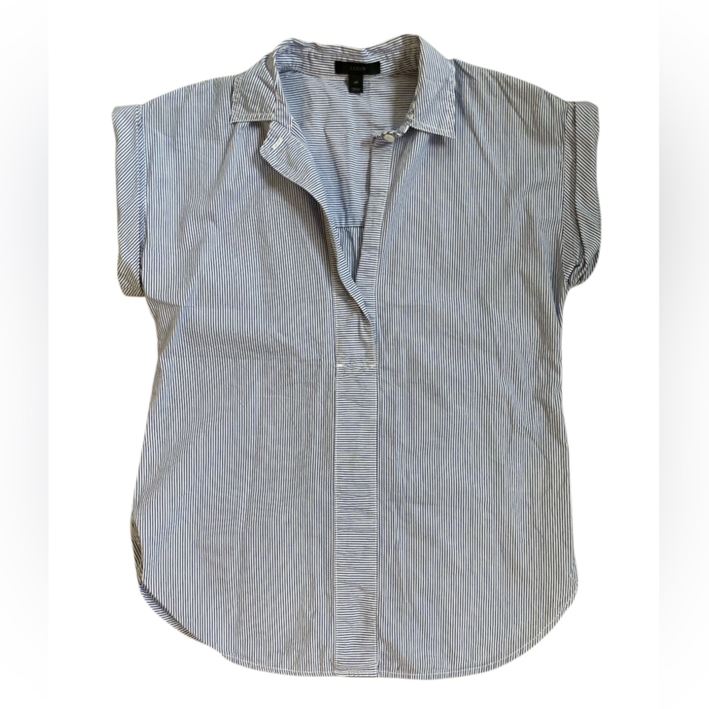 J. Crew Blue and White Striped Shirt